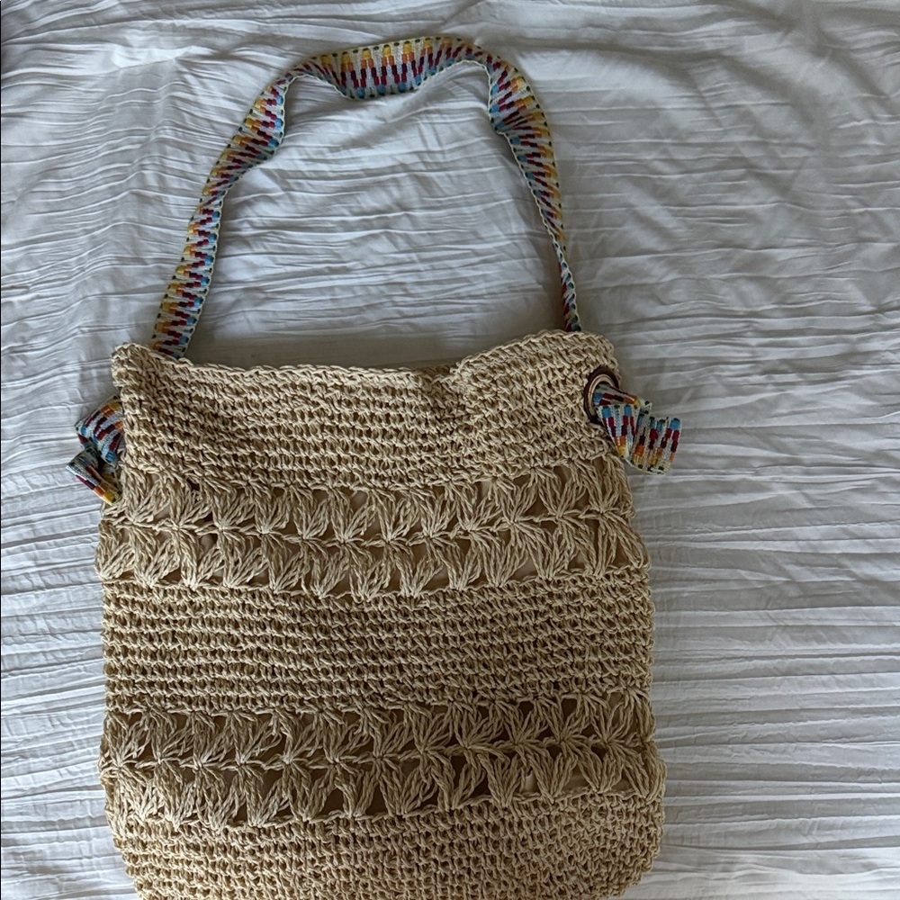 Handcrafted Beige Woven Tote Bag